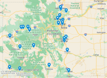 Colorado Map with Pinpoints of Farmers' Market Locations